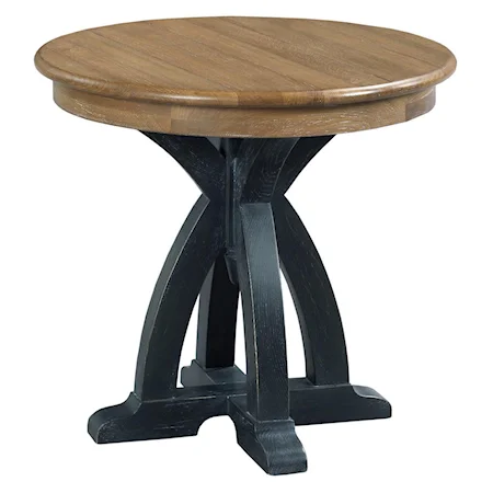 Transitional Rustic Round Wood End Table